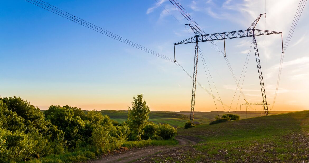 beautiful-wide-panorama-high-voltage-lines-power-pylons-stretching-through-spring-fields-group-green-trees-dawn-sunset-transmission-distribution-electricity-concept